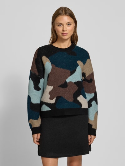 Tom Tailor Denim Regular Fit Strickpullover mit Allover-Muster Schoko 4