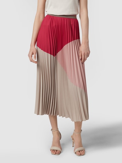 MOS MOSH Midirok in colour-blocking-design met plissévouwen Felroze - 4