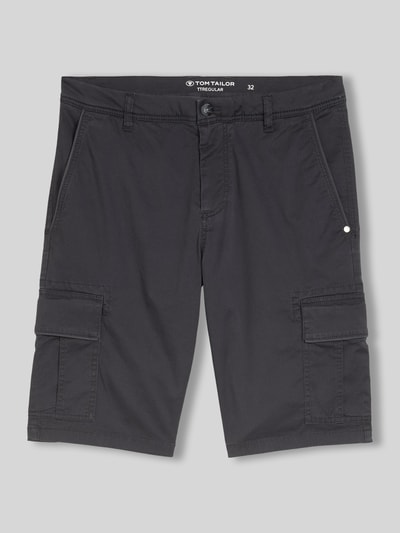 Produktfoto, Regular Fit Cargoshorts aus Baumwoll-Mix von Tom Tailor, Optik: Unifarben, Strukturiert, mit Label-Patch, Paspeltaschen, Materialverarbeitung: Piqué