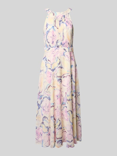 Produktfoto, Midikleid mit floralem Allover-Print von Christian Berg Cocktail in Pastellfarben, Taillierte Passform, Falten-Optik, Ärmelloses-Design