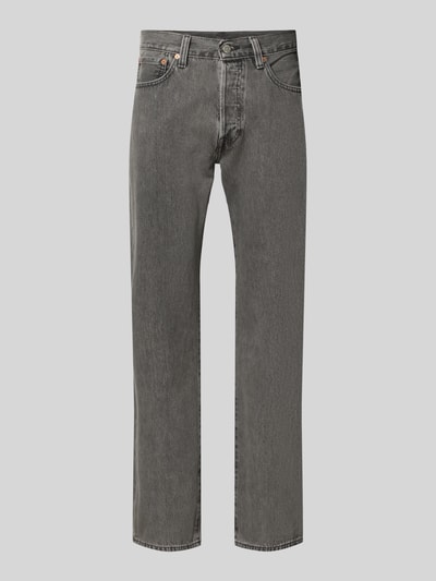 Produktfoto, Straight Fit Jeans aus reiner Baumwolle Modell '501®' von Levi's®, graue Denim-Optik, 5-Pocket-Design, Label-Patch, Twill-Material