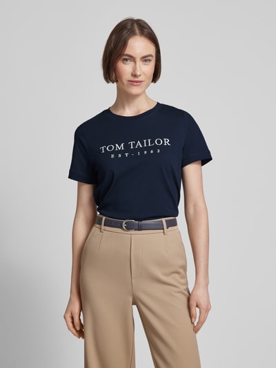 Tom Tailor T-shirt met labelstitching Marineblauw - 4