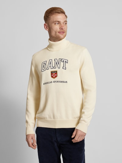 Gant Gebreide pullover met labelstitching Offwhite - 4