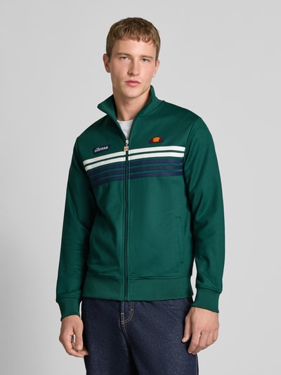 Ellesse Sweatjack met labelpatch, model 'VICENZA TRACK' Donkergroen - 4