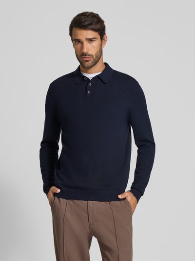 Christian Berg Men Sweter z dzianiny z czystego kaszmiru Granatowy 4