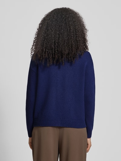 Fynch-Hatton Kardigan o kroju regular fit z czystej wełny z efektem dzianiny Granatowy 5