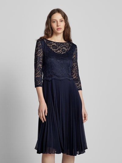 Vera Mont Knielange cocktailjurk met kant Donkerblauw - 4