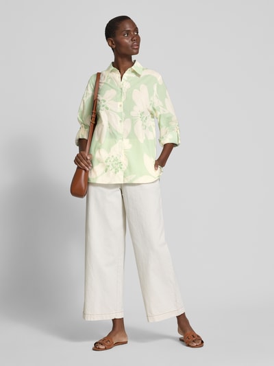 OPUS Regular fit overhemdblouse met doorknoopsluiting Lichtgroen gemêleerd - 1