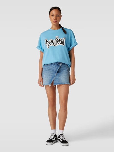 REVIEW Oversized T-shirt met REVIEW-print Lichtblauw - 1