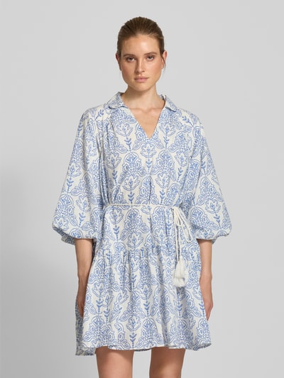 YAS Knielanges Kleid mit V-Ausschnitt Modell 'CINNI' Offwhite 4