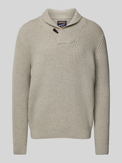 Superdry Strickpullover mit Stehkragen Hellgrau 2