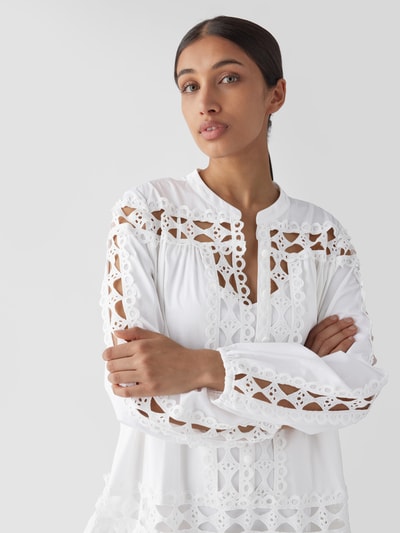 Devotion Knielanges Kleid mit Lochstickmuster Weiß 3