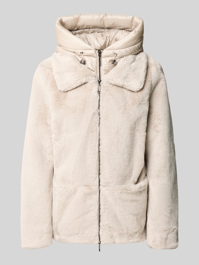 Productfoto, Regular Fit Jacke aus Kunstfell van Amber & June in beige, gevoerde capuchon, tunnelkoord, ritssluiting, zachte textuur