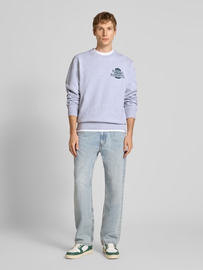 Edwin Sweatshirt mit Statement-Print Modell 'TAKUNI' Hellgrau Melange 1