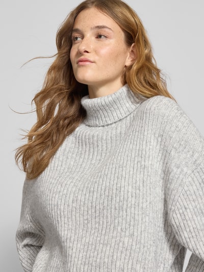 ONLY Relaxed Fit Rollkragenpullover mit Woll-Anteil Modell 'MELANIE' Hellgrau Melange 3