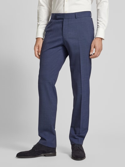 Carl Gross Regular fit pantalon met persplooien, model 'Sendrik' Blauw - 4