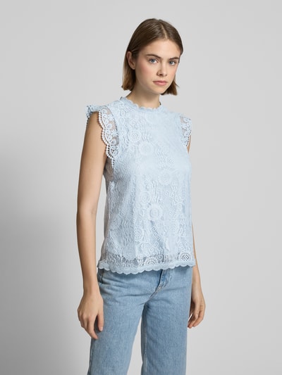 Pieces Regular Fit Top mit Spitzenbesatz  Modell 'COLLINE' Hellblau 4