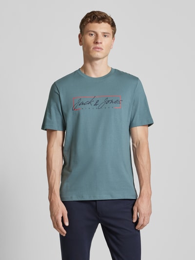 Jack & Jones T-shirt z nadrukiem z logo model ‘JOSHUA’ Petrol 4