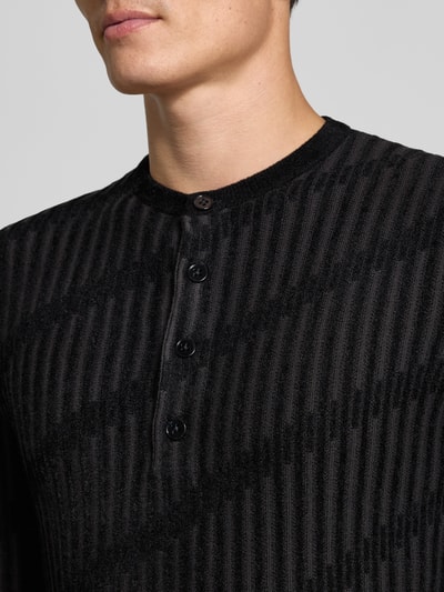 Emporio Armani Regular Fit Strickpullover aus Leinen-Viskose-Mix Black 3
