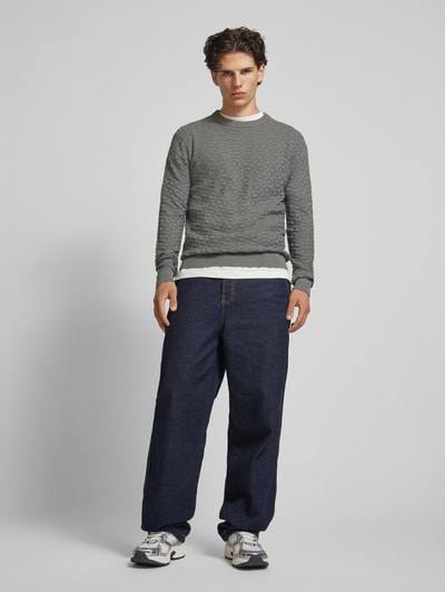 Only & Sons Gebreide pullover met structuurmotief, model 'KALLE' Lichtgrijs - 1