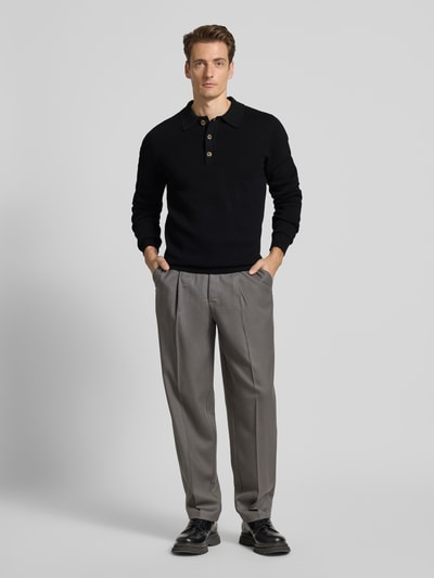Casual Friday Gebreide pullover met polokraag, model 'ABEL' Zwart - 1