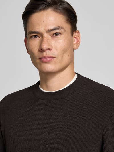 JAKE*S STUDIO MEN Regular Fit Longsleeve mit Rundhalsausschnitt Dunkelbraun 3
