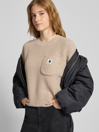Carhartt Work In Progress Sweter krótki z dzianiny z kieszenią na piersi Beżowy 3