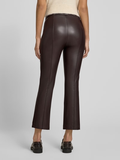 Raffaello Rossi Flared bootcut broek in leerlook, model 'MACY' Donkerbruin - 5