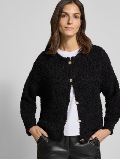 VILLA SOPHIE Loose fit gebreid jack met wol Zwart - 3