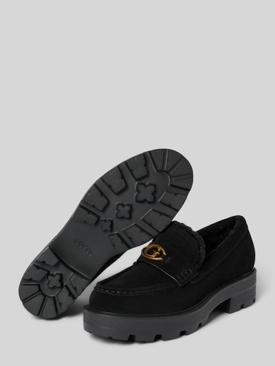 Guess Mokasyny z mieszanki skóry i tkaniny model ‘YANIKAY’ Czarny 4
