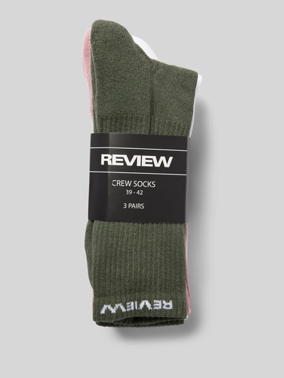 REVIEW Socken mit Label-Print im 3er-Pack Oliv 3