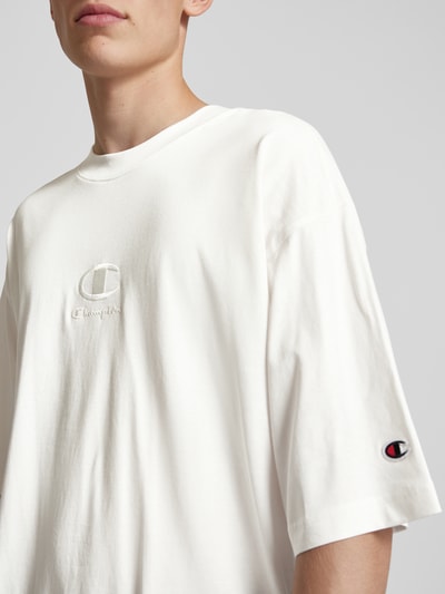 CHAMPION T-Shirt mit Logo-Stitching Offwhite 3