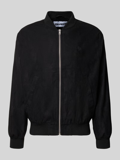 Produktfoto, Bomberjacke mit Reißverschluss van REVIEW voor heren, regular fit, ribboorden, opstaande kraag, steekzakken, zwart