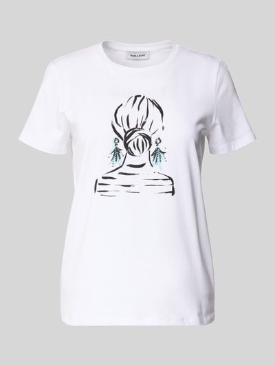More & More T-shirt met motiefprint en ronde hals Wit - 2