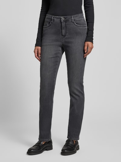 Brax Slim fit jeans in used-look, model 'MARY THERMO' Donkergrijs - 4