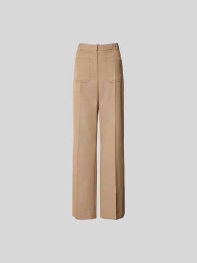 Victoria Beckham Straight Fit Hose aus Schurwolle Hellbraun 2