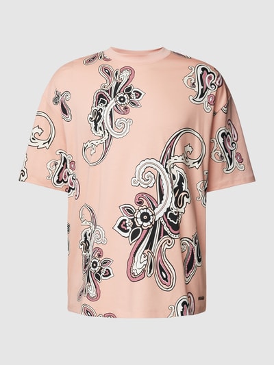 HUGO T-shirt met all-over print, model 'Dackenzie' Abrikoos - 2