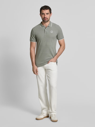Blend Regular fit poloshirt met ribboorden, model 'NATE' Olijfgroen - 1