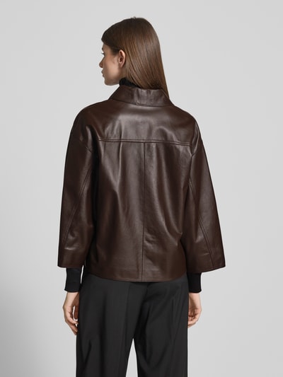 Weekend Max Mara Boxy Fit Lederjacke aus Lammnappa Modell 'STECCA' Dunkelbraun 5