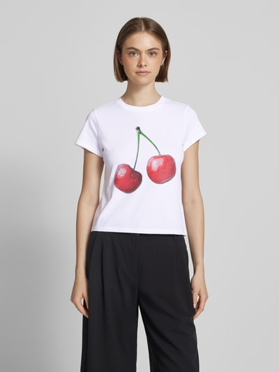 Review T-Shirt mit Label-Print Weiss 4