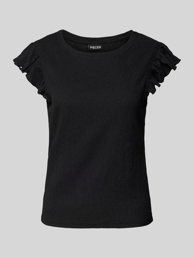 Pieces T-shirt met structuurmotief, model 'LUNA' Zwart - 2