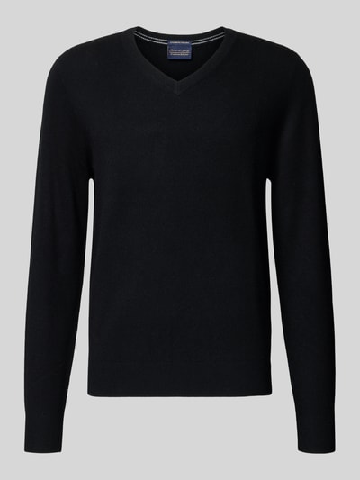 Christian Berg Men Strickpullover aus Wolle-Kaschmir-Mix mit V-Ausschnitt Black 2