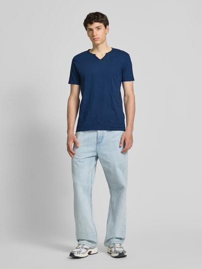 Blend T-shirt z dekoltem serafino Granatowy 1