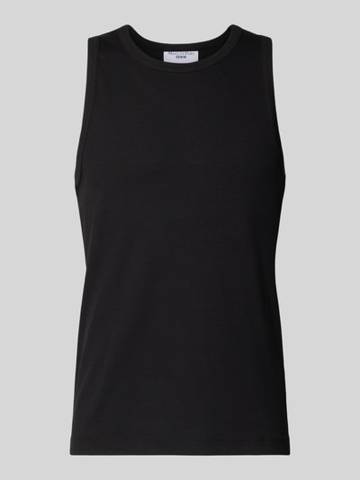 Produktfoto, Slim Fit Tank Top aus Baumwoll-Mix von Marc O'Polo Denim in Schwarz, Optik: Unifarben, Rippstrick, Label-Patch am Saum