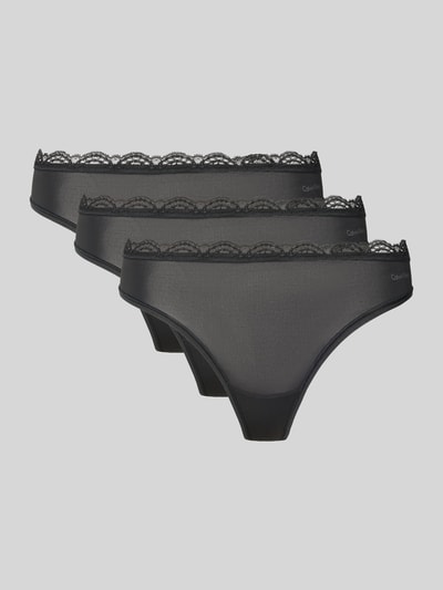 Calvin Klein Underwear String met labelprint Zwart - 1