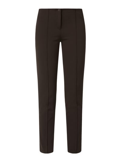 Cambio Stoffen broek met vaste persplooien, model 'Ros' Donkerbruin - 2