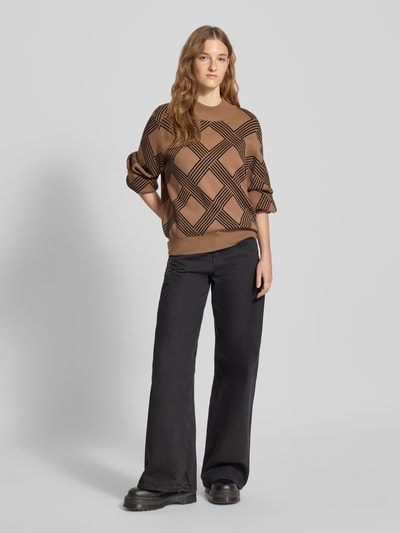 Only Regular Fit Strickpullover aus Viskose-Mix Modell 'ANNY' Sand 1