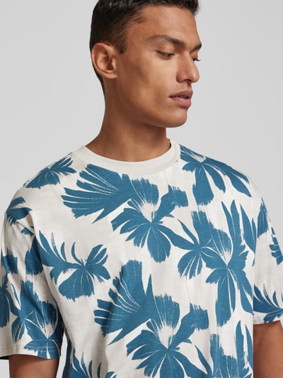 MCNEAL T-shirt met all-over bloemenprint Petrol - 3