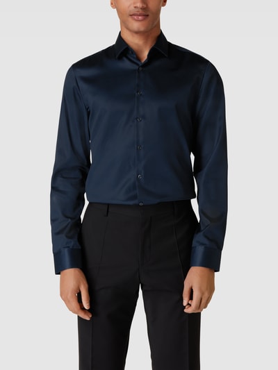 JAKE*S SUPER SLIM Super slim fit zakelijk overhemd van puur katoen Marineblauw - 4