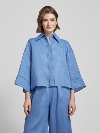 MaxMara Leisure Leinenbluse mit Umlegekragen Modell 'ROBINIA' Hellblau 4